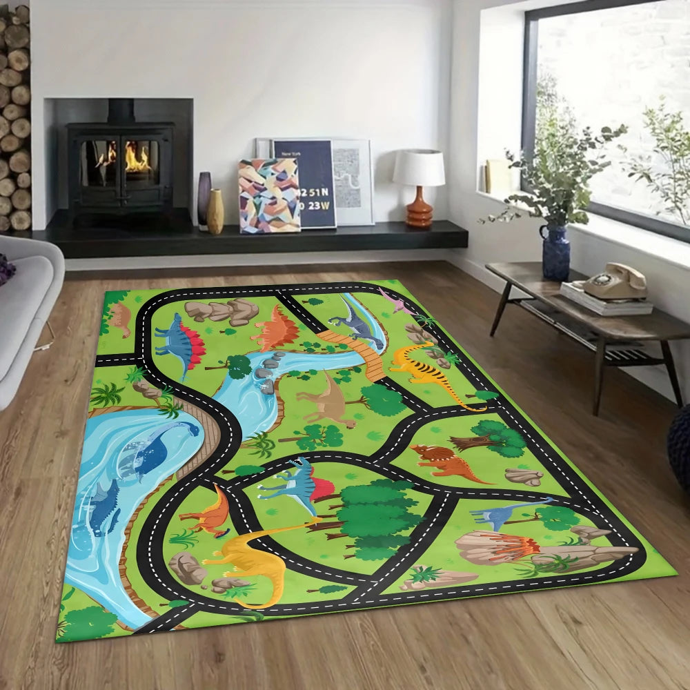 Play Room Carpet Mat Rug Kids Amusement Park Theme Home Decoration Train Track Floor Mat Game Room Decor Non Slip