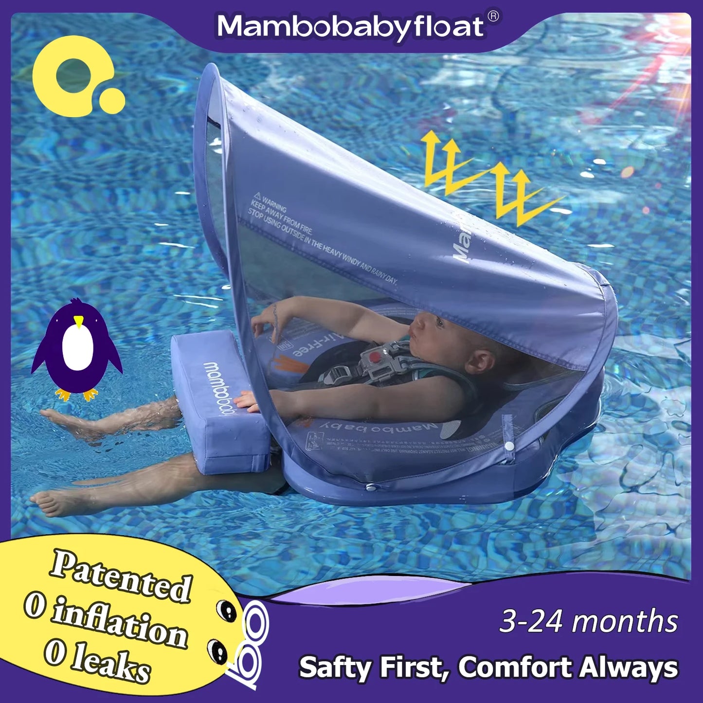 Mambobaby Baby Pool Float Blackproof Pool Mat For Infant Non-Inflatable Natation Buoy With Parasol Beach Toys For 3-24 Months