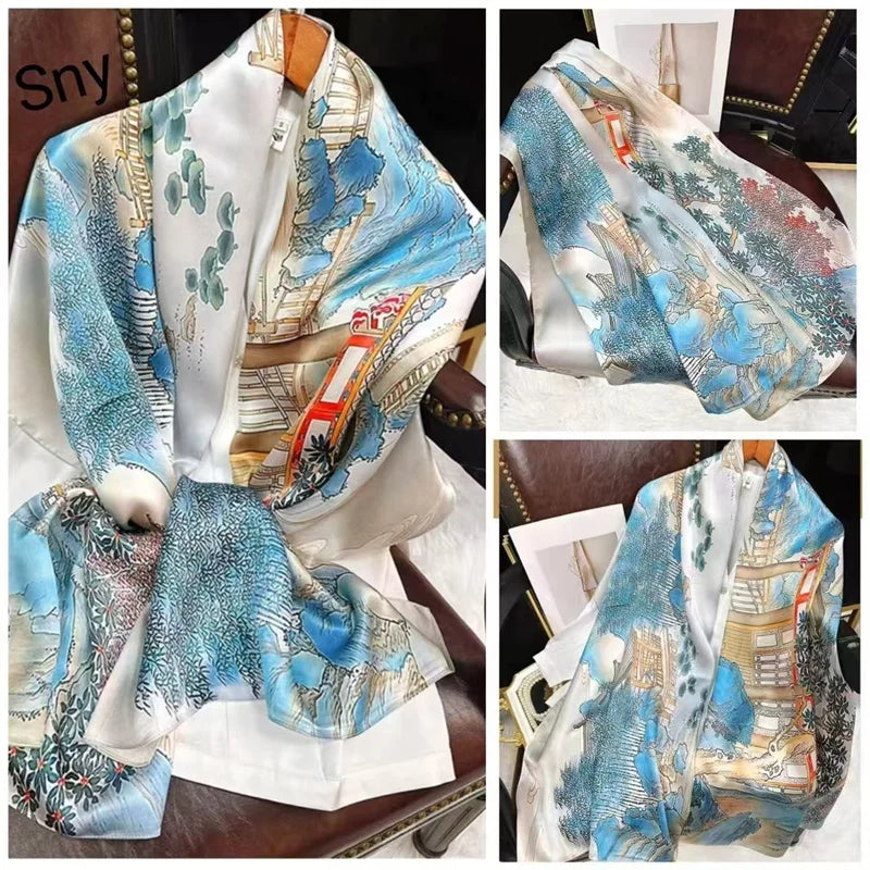 Tensili Brocade Satin Scarf Printed Silk Shawls
