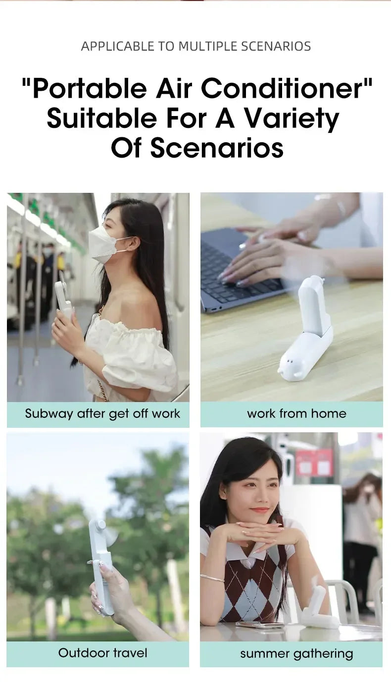 2000mAh Mini Portable Fan USB Rechargeable Handheld Desktop Fan