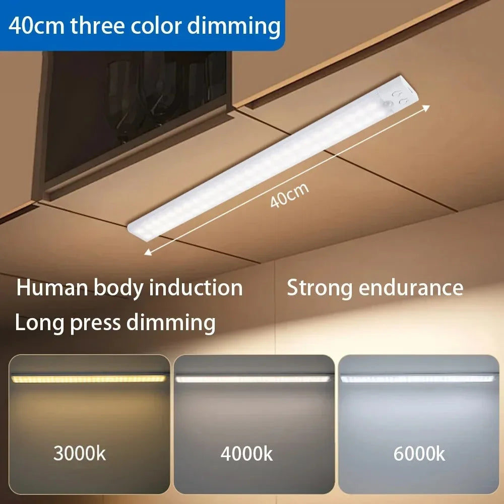 Motion Sensor Night Light USB Rechargeable Wireless Lamp Under Cabinet Led Lights for Kitchen Cabinet Bedroom Wardrobe Lighting