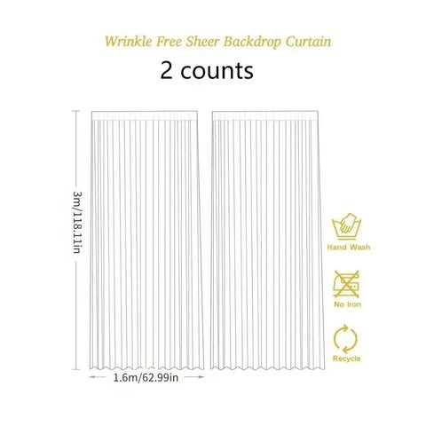 1 Set/2 Pieces - Tulle Backdrop Curtains, Sheer Backdrop Curtains for Birthday Party Wedding Spring Party, Photography Backdrop