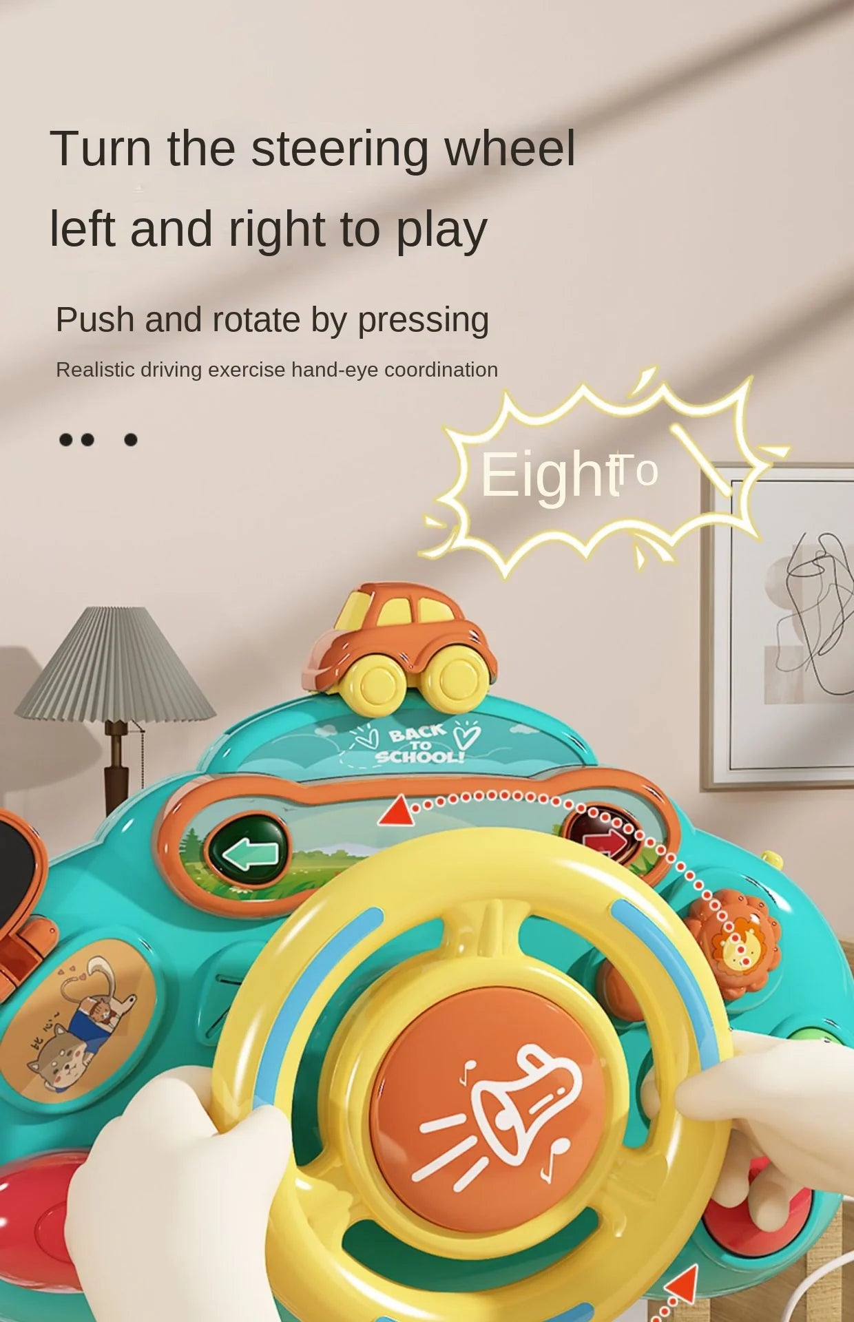 Baby Toy Electric Simulate Driving Car Co-pilot Steering Wheel