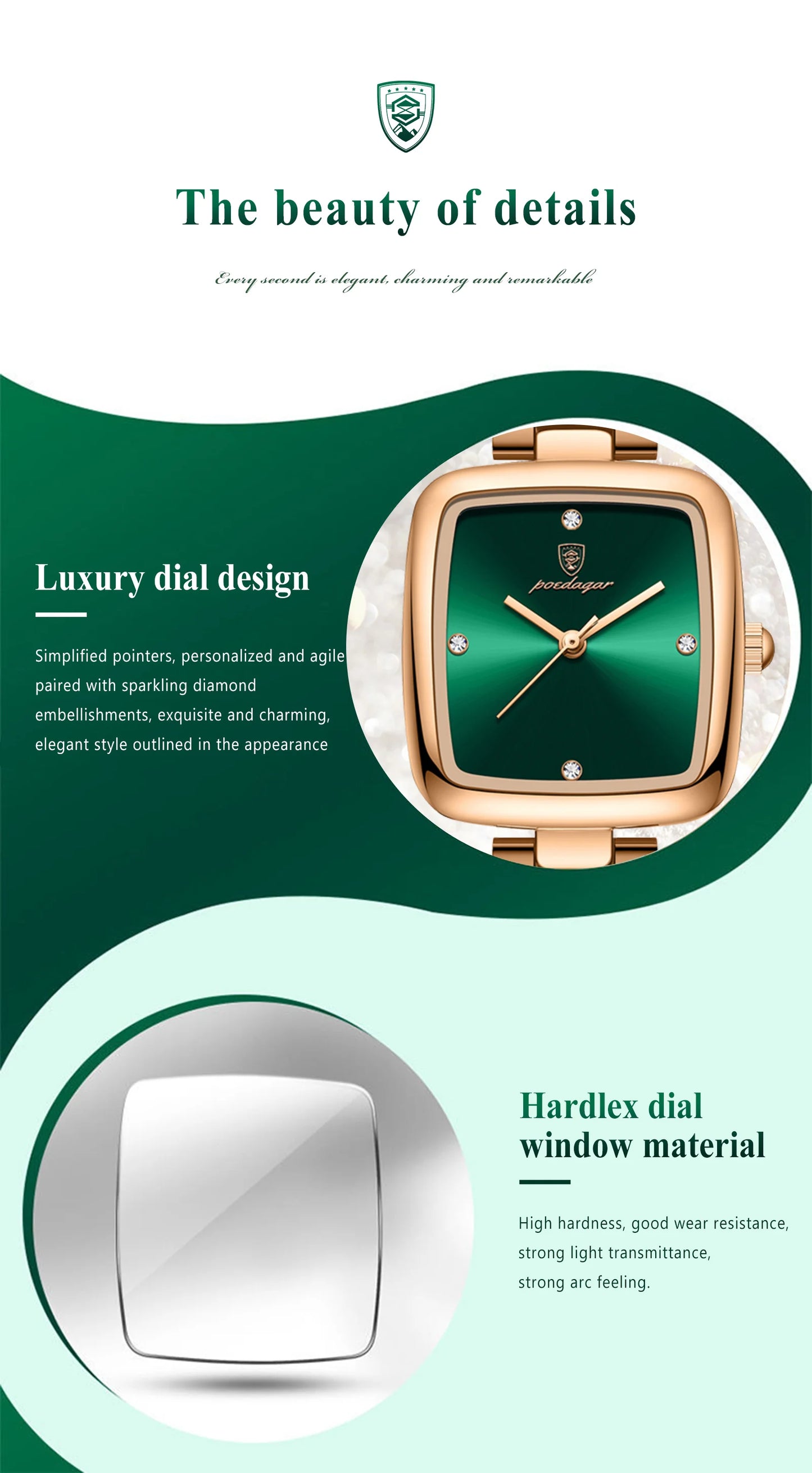 POEDAGAR Luxury Square Watch for Woman Waterproof Stainless Steel Women Quartz Watches Female Elegant Dress Simple Ladies Watch
