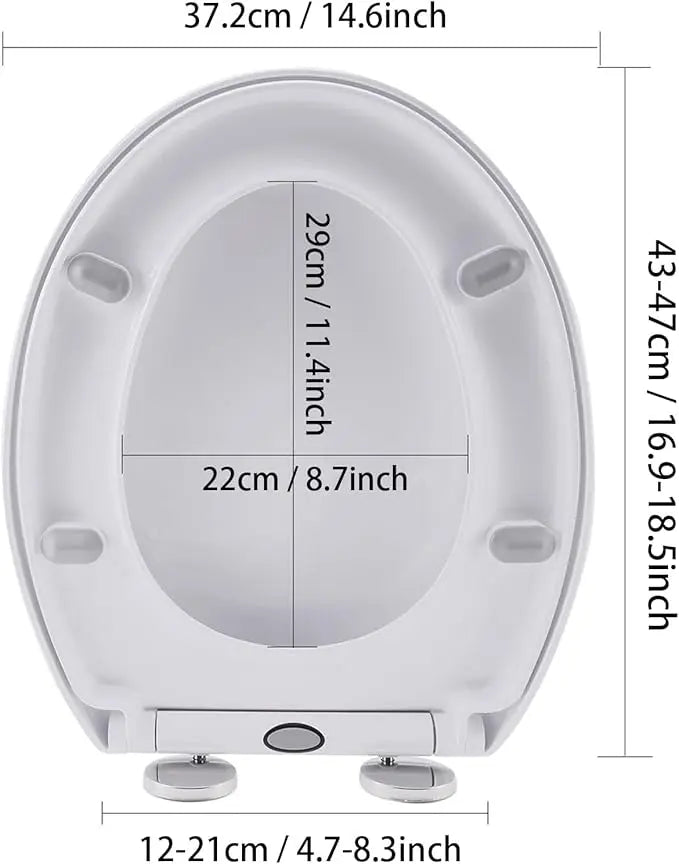 Soft Close Toilet Seat with Quick Release, Heavy Duty PP Anti-Bacterial Toilet Seats White with Adjustable Hinges,O Shape Toilet