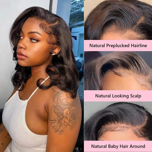 Black Curly Short Bob 13x6 HD Transparent Lace Front Wig 100% Human Hair Deep Water Wave Lace 13x4 Frontal Wigs For Women Choice