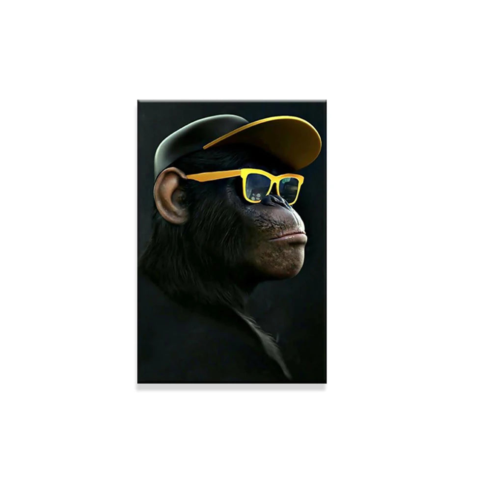 Gorilla With Earphone & Glasses Funny Poster