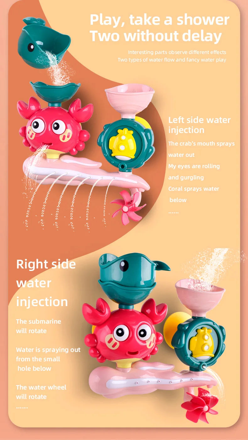 Baby Bathtub Water Play Set Rotating Sprinkler Kids Bath Toys Games for Bath Toddler Bathroom Suction Cup Shower Toys for Infant