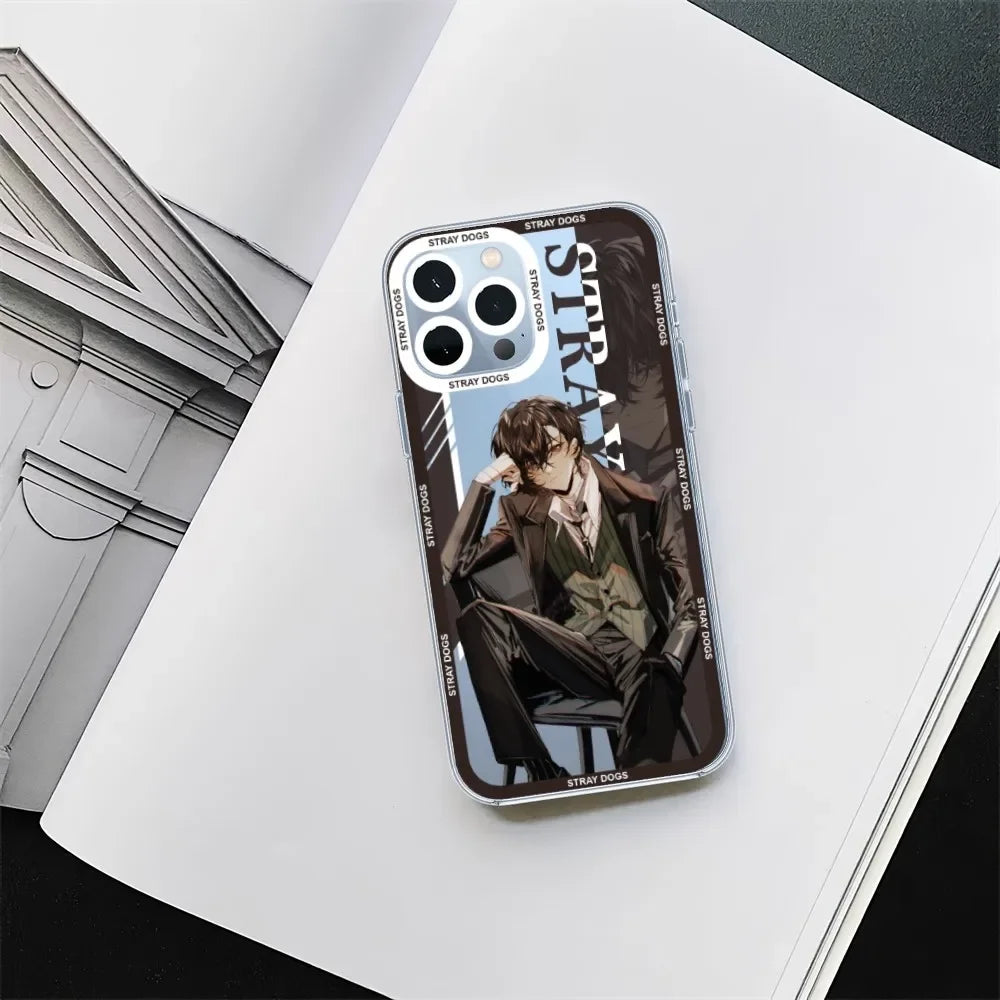 Anime Bungo Stray Dogs Transparent Phone Case – Compatible with iPhone 11, 12 Mini, 13, 14, 15 Pro Max