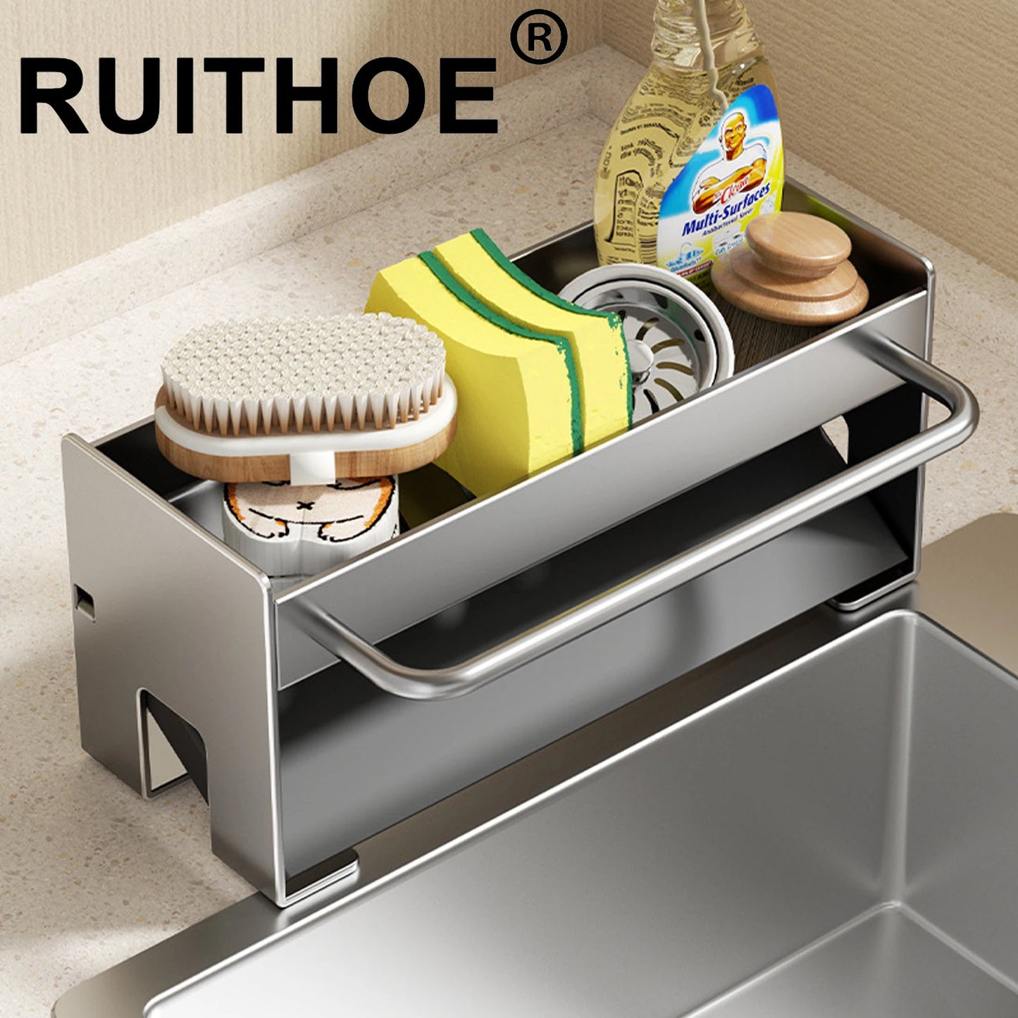 Kitchen Sponge Holder Stainless Steel Sink Drain Rack Soap Drainer Towel Rack Shelf Organiser bathroom Storage Accessories