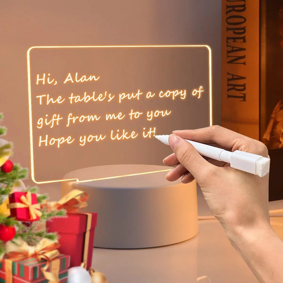 Handwritten Message Board LED Night Light USB Rechargeable Warm Light Kids Girlfriend Gift Home Decor Rewritable Note Pad Lamp
