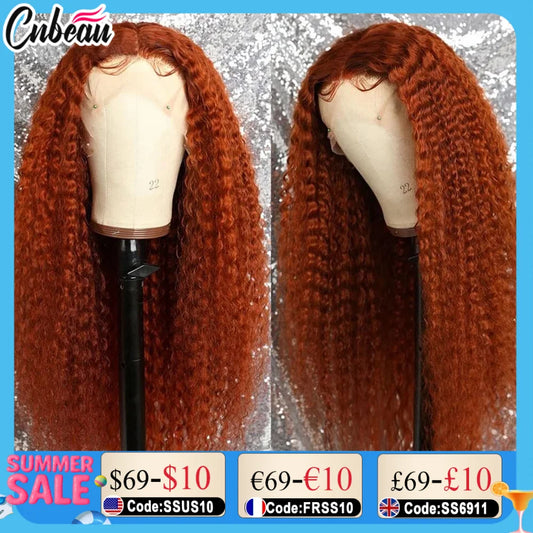 Colored  #350 30 32 Inches Ginger Orange Deep Wave 13x6 13x4 Hd Lace Frontal Wig Human Hair Curly 13x4 Lace Front Wigs For Women