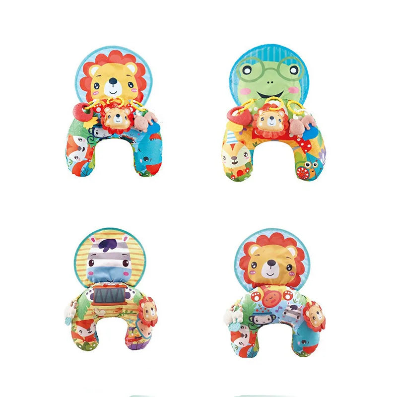 Montessori High Contrast Sensory Toys Baby Pillow Tummy Time Toy Newborn Head-up Training Pillow Teether Rattles 0 -6- 12 Months