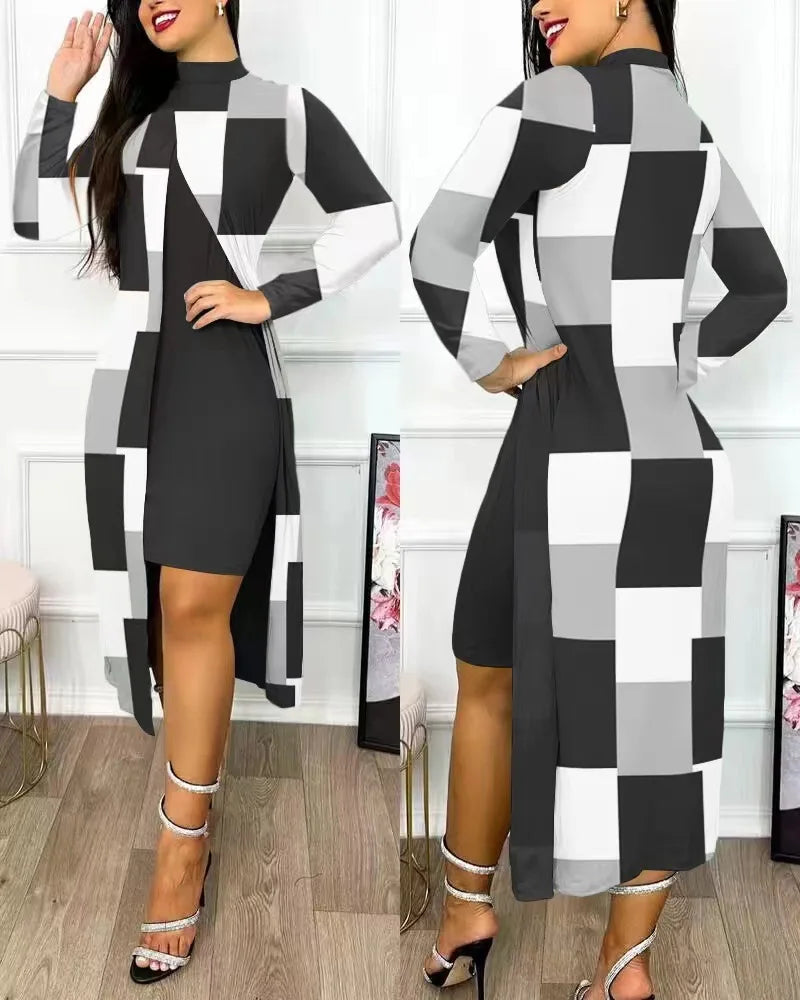 Two Piece Split Cardigan Dress