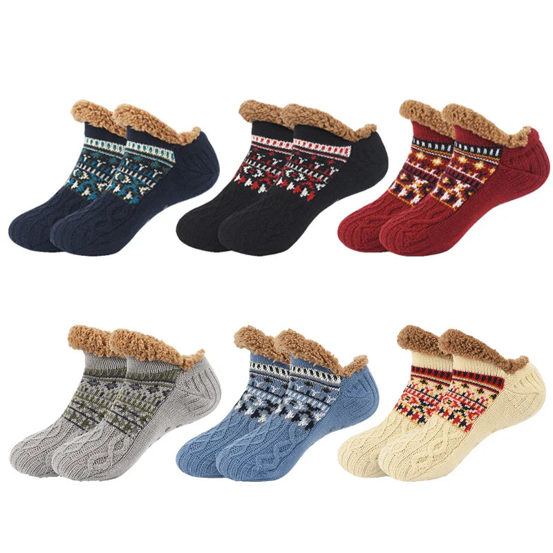 Men’s Thermal Fluffy Slipper Socks – Winter Warm Non-Slip
