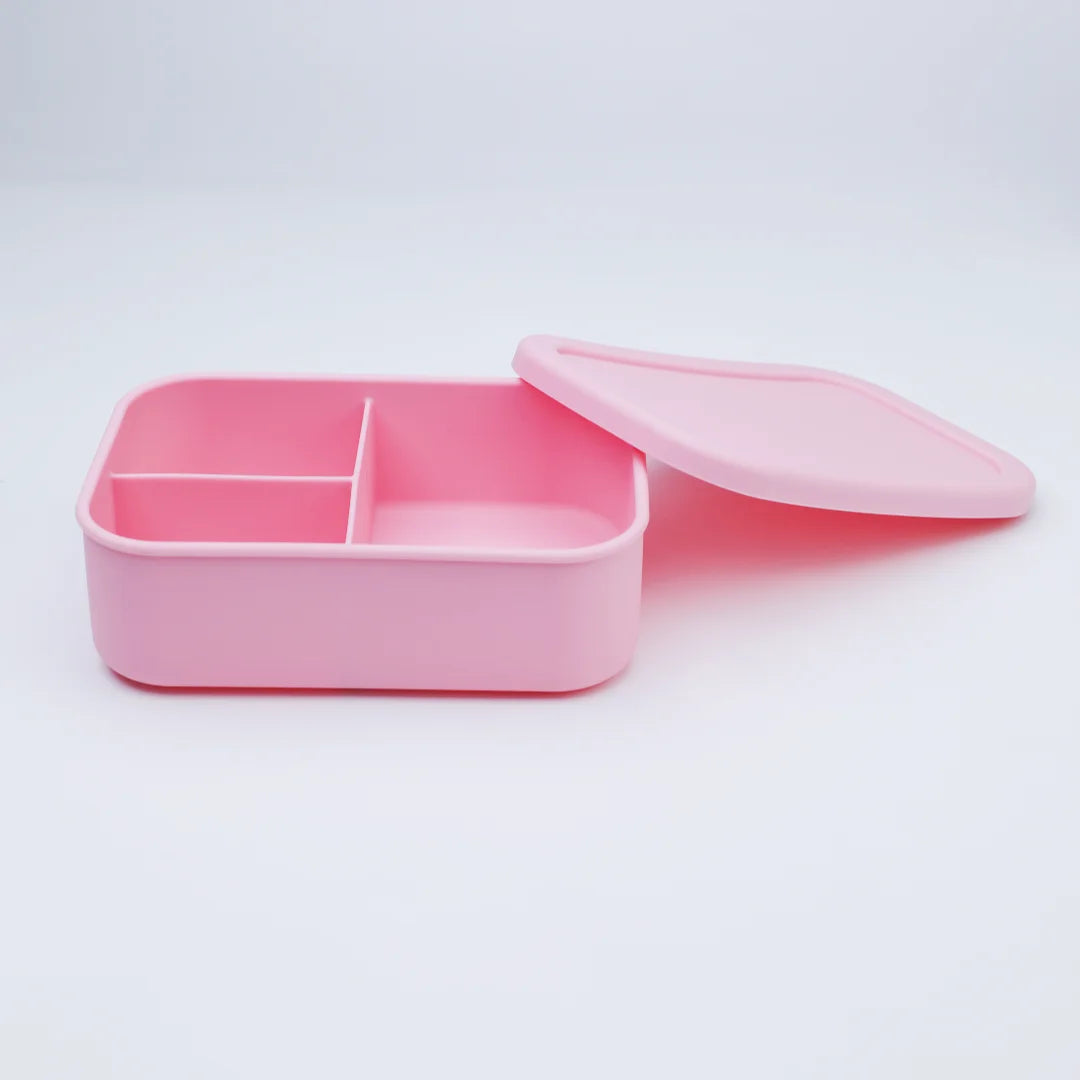Silicone Bento Lunch Box for Toddlers Kids, 3 Compartments, Leak-Proof & BPA-Free Lunch Container, Microwave & Dishwasher Safe