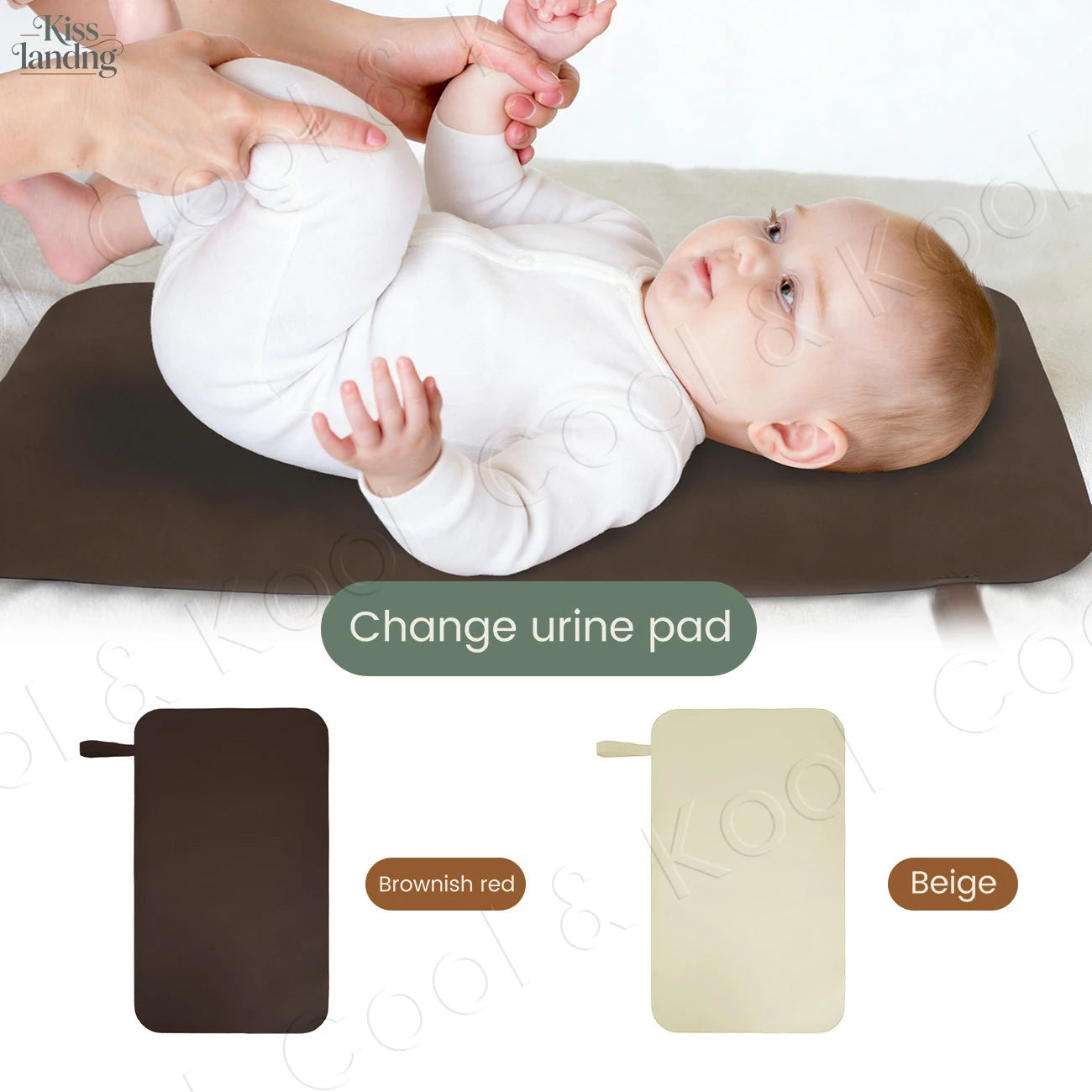 Waterproof Baby Changing Mat, Soft & Durable Faux Leather Surface for Easy Wipe-Clean Care at Home & Away