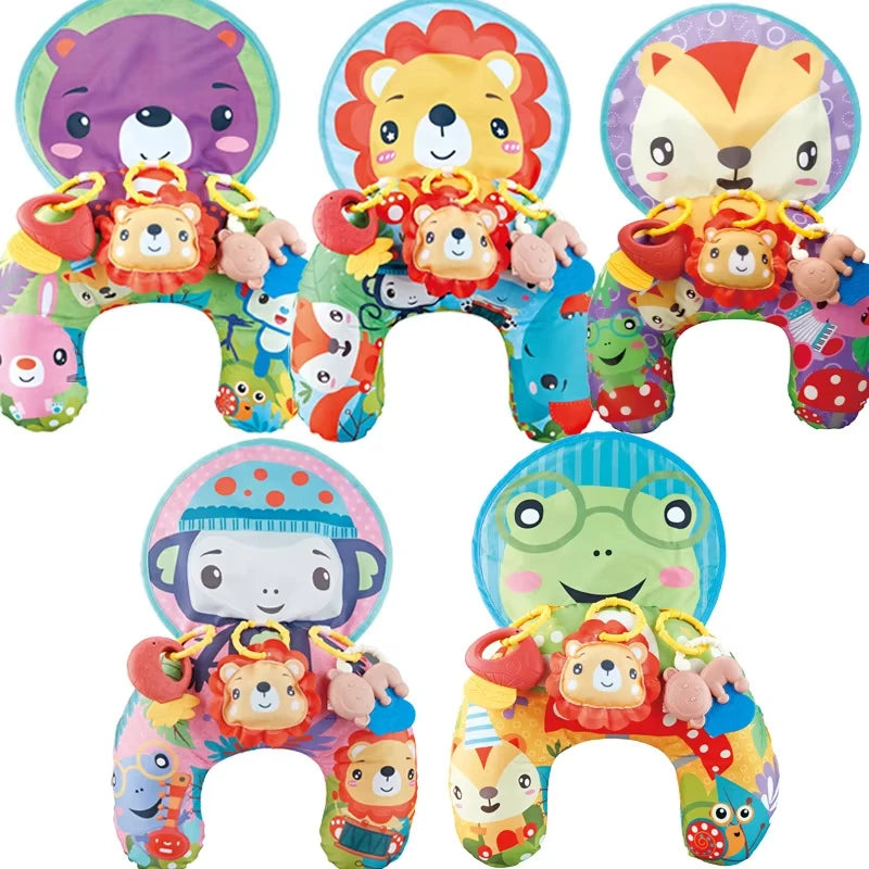 Montessori High Contrast Sensory Toys Baby Pillow Tummy Time Toy Newborn Head-up Training Pillow Teether Rattles 0 -6- 12 Months