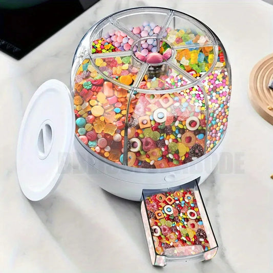 Rotary Dispensing Candy Bucket, Multi-grid Large Capacity Grain Storage Container,candy,grain Food,large Capacity Storage Bucket