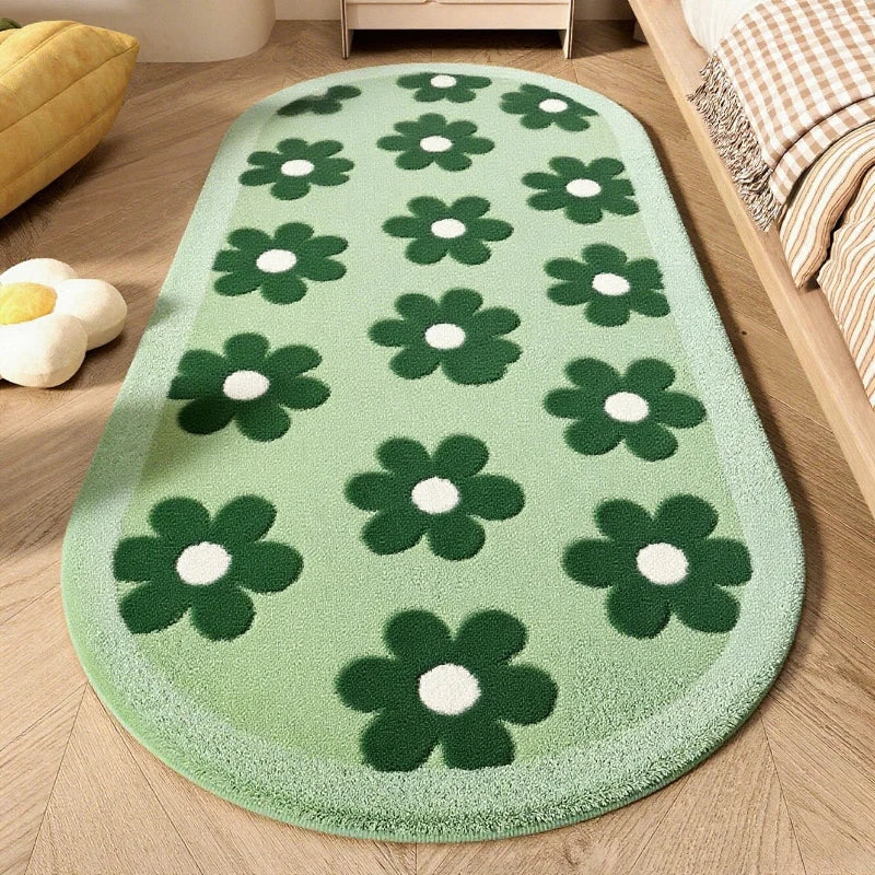 Flower Pattern Carpets for Living Room Thicken Plush Bedroom Decor Pink Carpet Fluffy Soft Bedside Floor Mat Washable Lounge Rug