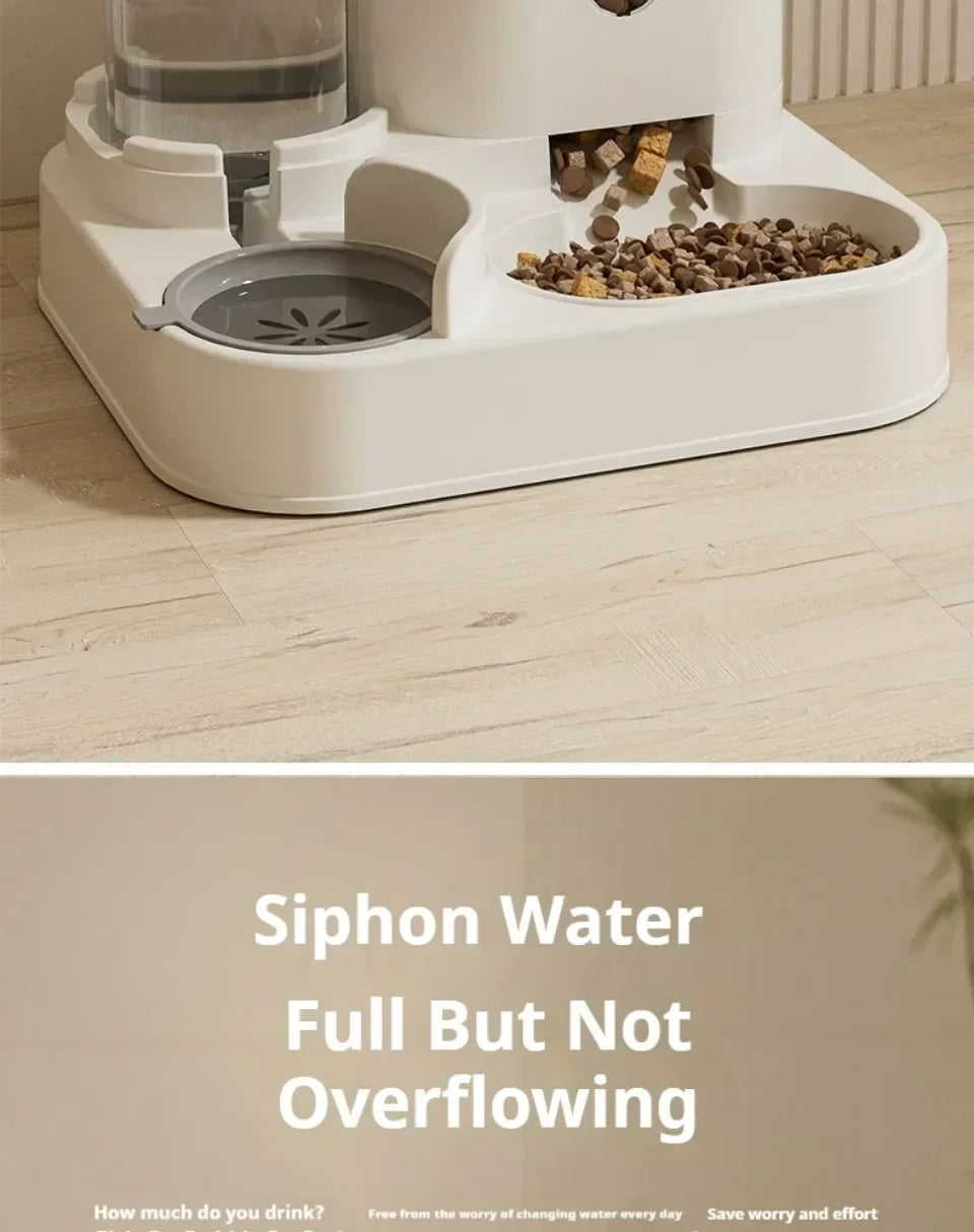 Automatic Pet Feeder and Water Dispenser 2in1 Raised Food Bowl with Water Fountain