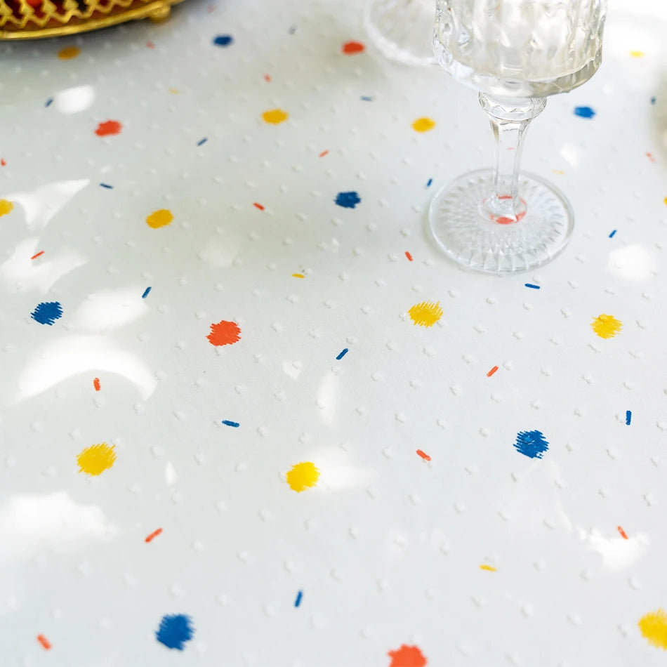 Korean Style Daisy Tassels Cotton Floral Table Cloth