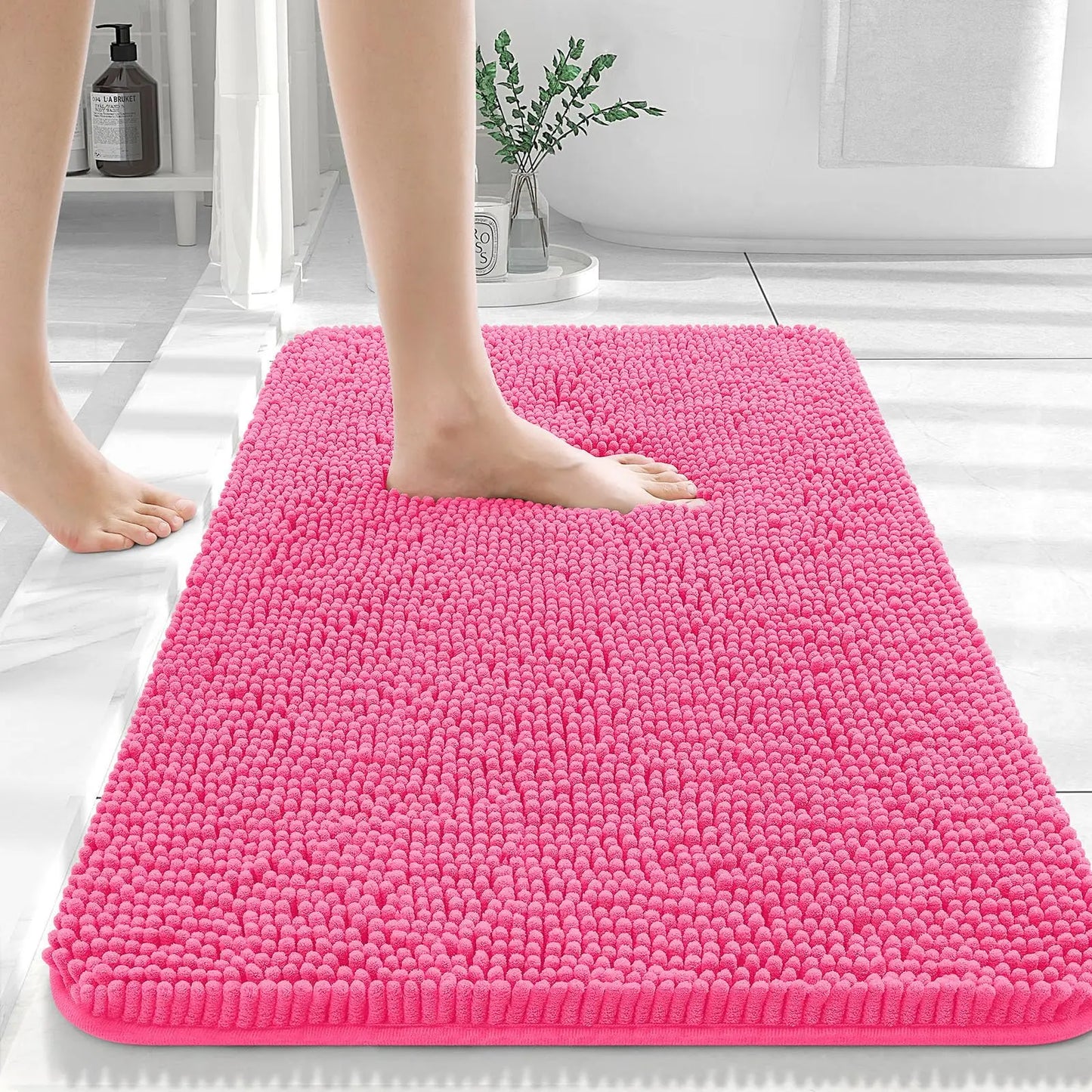 Homaxy Chenille Plain Hairy TPR Material Door Mat Indoor Non Slip Door Mat Dirt Trap Absorbent Mat Absorbs Water Bathroom Mat
