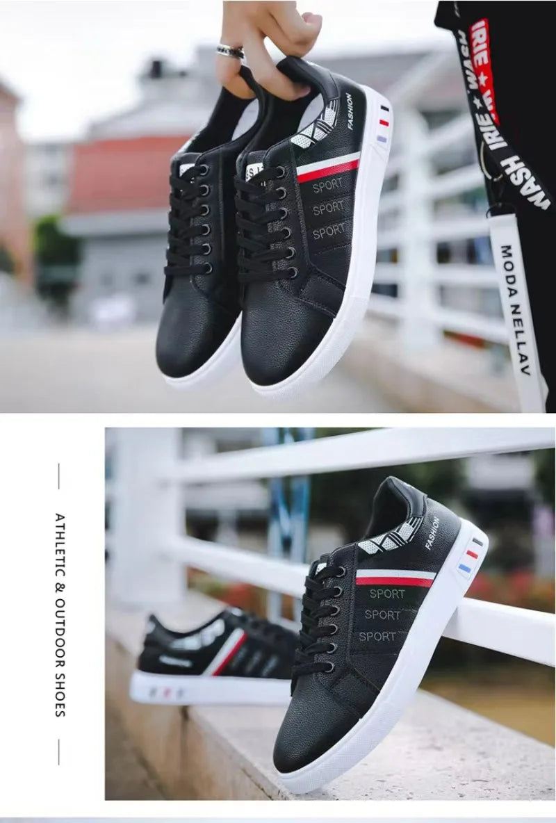Men's White Casual Trainer Shoes, Outdoor Sport Shoes