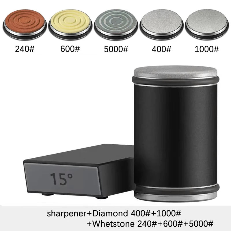 Niiruo Rolling Knife Sharpener Kit Double Sided Diamond Sharpening 15/20° Degree Magnetic Angle For Kitchen Knives Whetstone Set