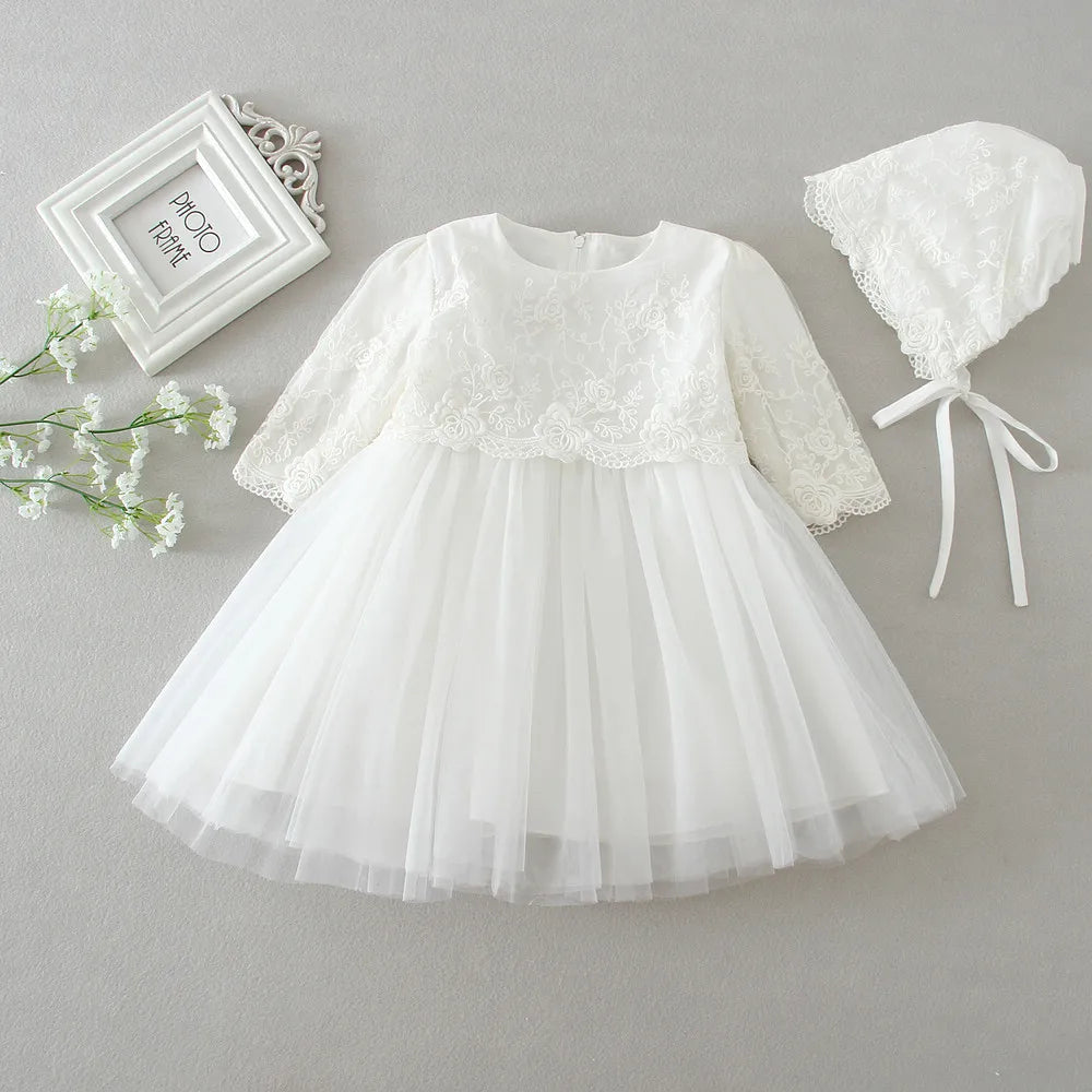 Hetiso Baby Girls Dress Long Sleeve Kids First Birthday Ball Gown Infant Dresses for Baptism Bridesmaid party 3-24 month