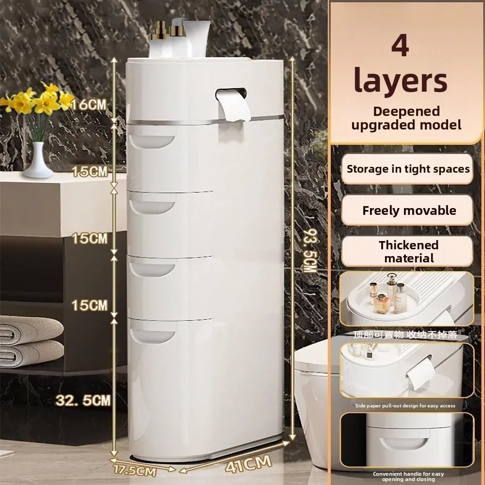 Bathroom Bedroom Narrow  Floor Standing Storage Rack No Installation Required Bathroom Organizer Bedroom Storage Solution
