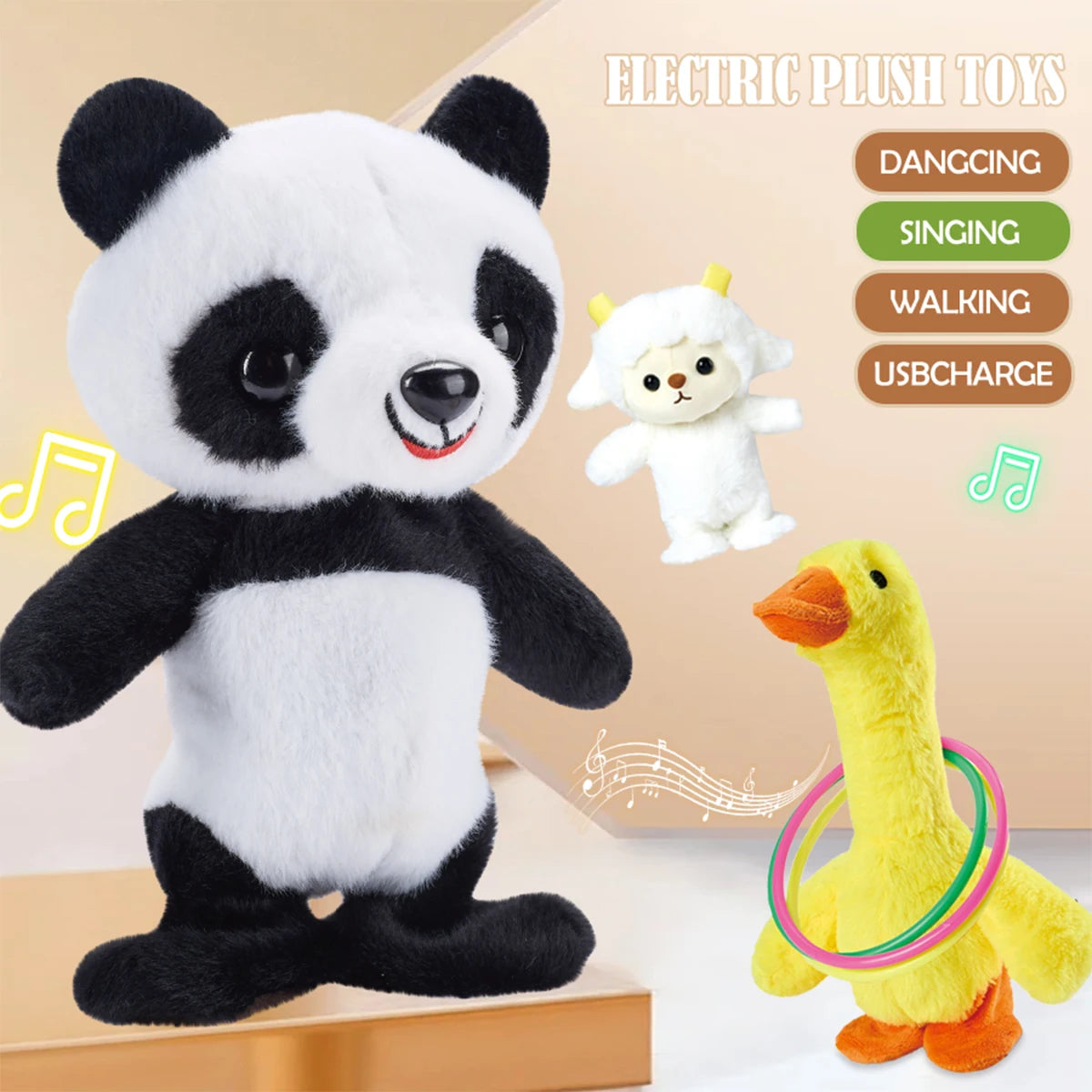 Electric Plush Toys, Talking Repeat Dancing Walking Duck Panda Rabbit Dog Sheep, Early Education Toy Gifts for Kids