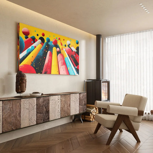 Whispers of the Void: Resonance of Form and color, upholstery, 1.5 inch thick pine solid wood frame
