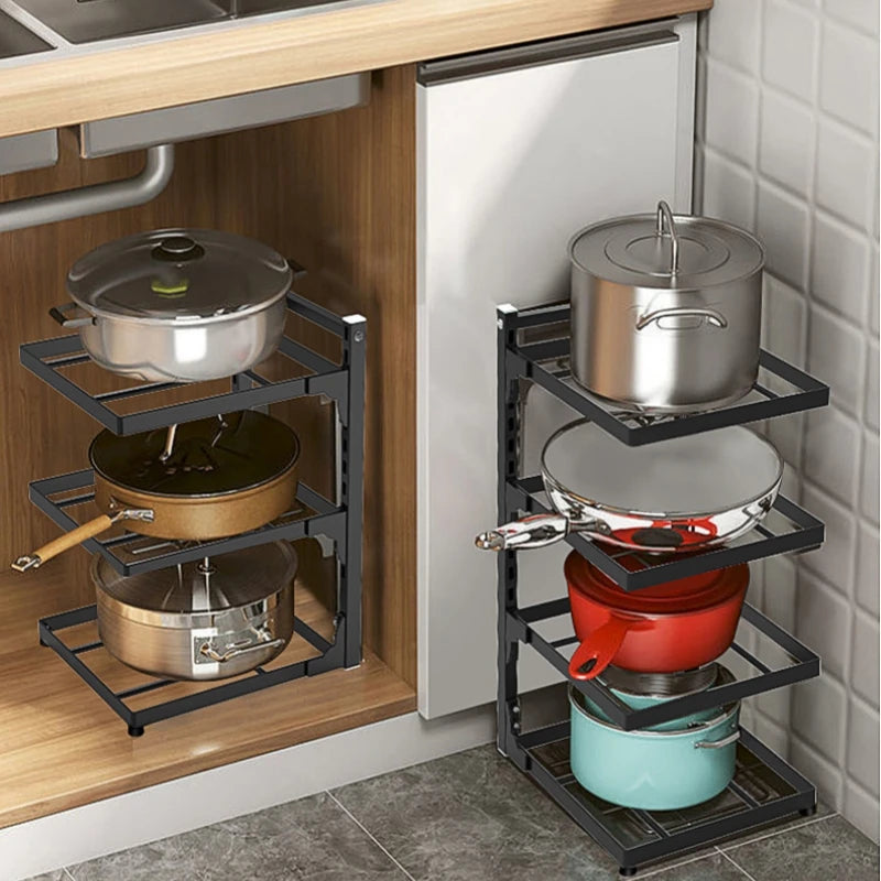 Multi-Layer Kitchen Sink Storage Rack Cooker Storage Rack For Home Cabinets Adjustable Pot Rack Cabinet Organiser Shelf