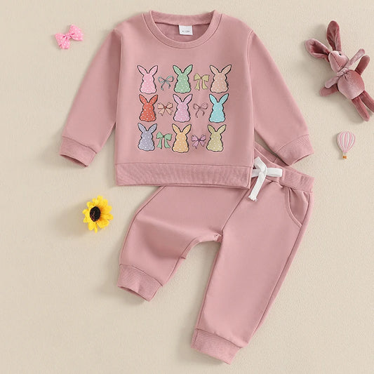Toddler Girls 2-piece Set Floral Ruffle Sleeve Top with Bow Detail and Elastic Waist Leggings Spring Outfit for Kids