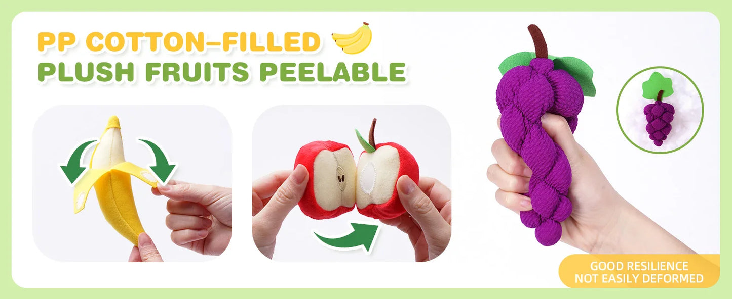 Montessori, Baby Soft Play House Fruit Basket Sensory Toys for 0-6-12 Months Baby, Newborn Felt Simulation Food Educational Toy