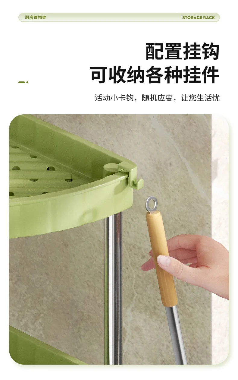 Kitchen Spice Rack Shelf Countertop Corner Multifunctional Seasoning Supplies Rack Saving Spice Rack Organiser with Hooks