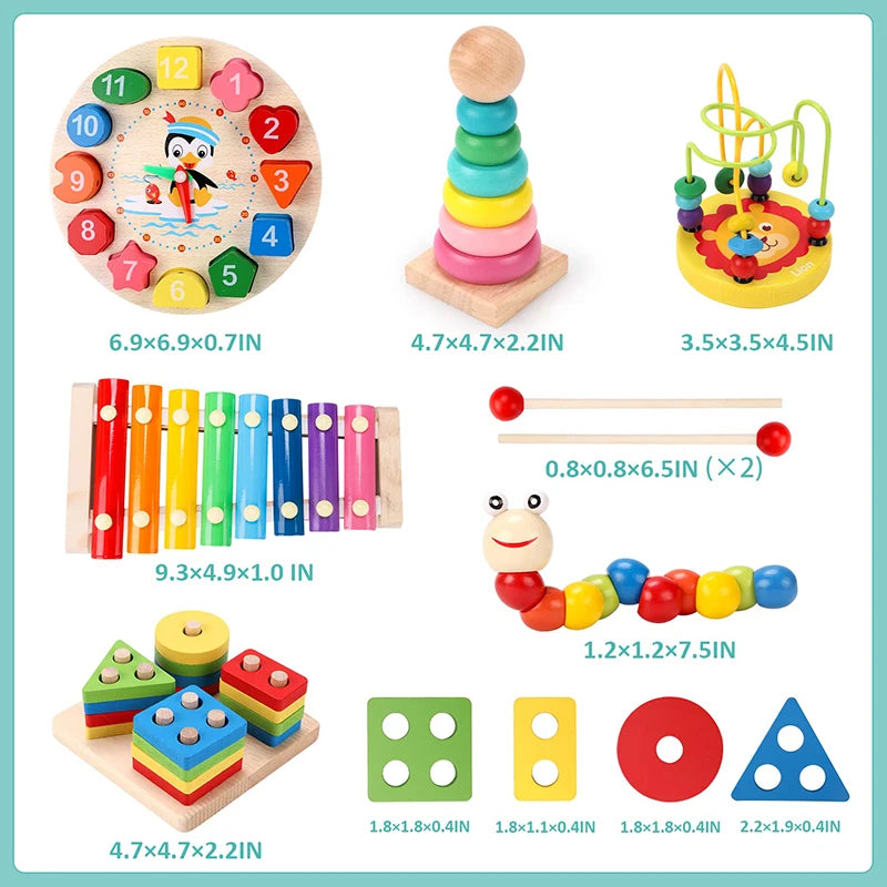 5–6pcs Montessori Wooden Toys Set – Educational Baby Development Puzzle for Boys and Girls