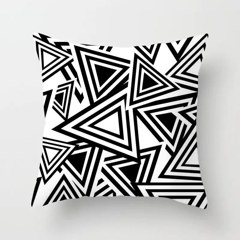 Yellow & Black Geometric Pillow Cover – Modern Abstract Cushion Case 45×45cm