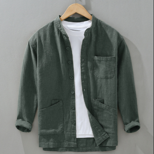 Apollo Pad Long Sleeve Cotton-Linen Shirt for Men