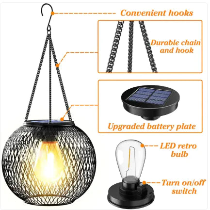 Solar Garden Metal Hanging Lamp