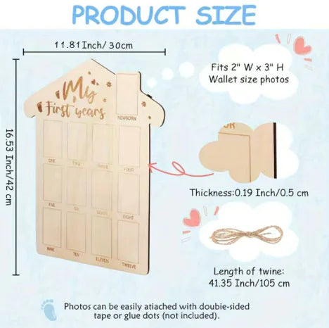 Wooden Newborn Memory Photo Frame – My First Year Keepsake