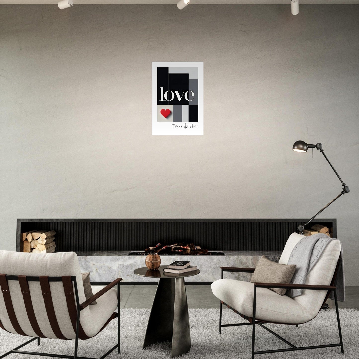 Forever Starts Here Love Poster – Minimalist Romantic Wall Art