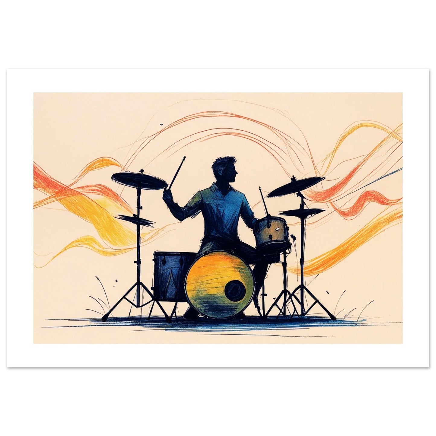 Abstract Drum Player Wall Art - Jazz & Rock Music Poster