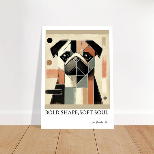 Modern Abstract Pug Poster – Geometric Dog Wall Art | “Bold Shape, Soft Soul”
