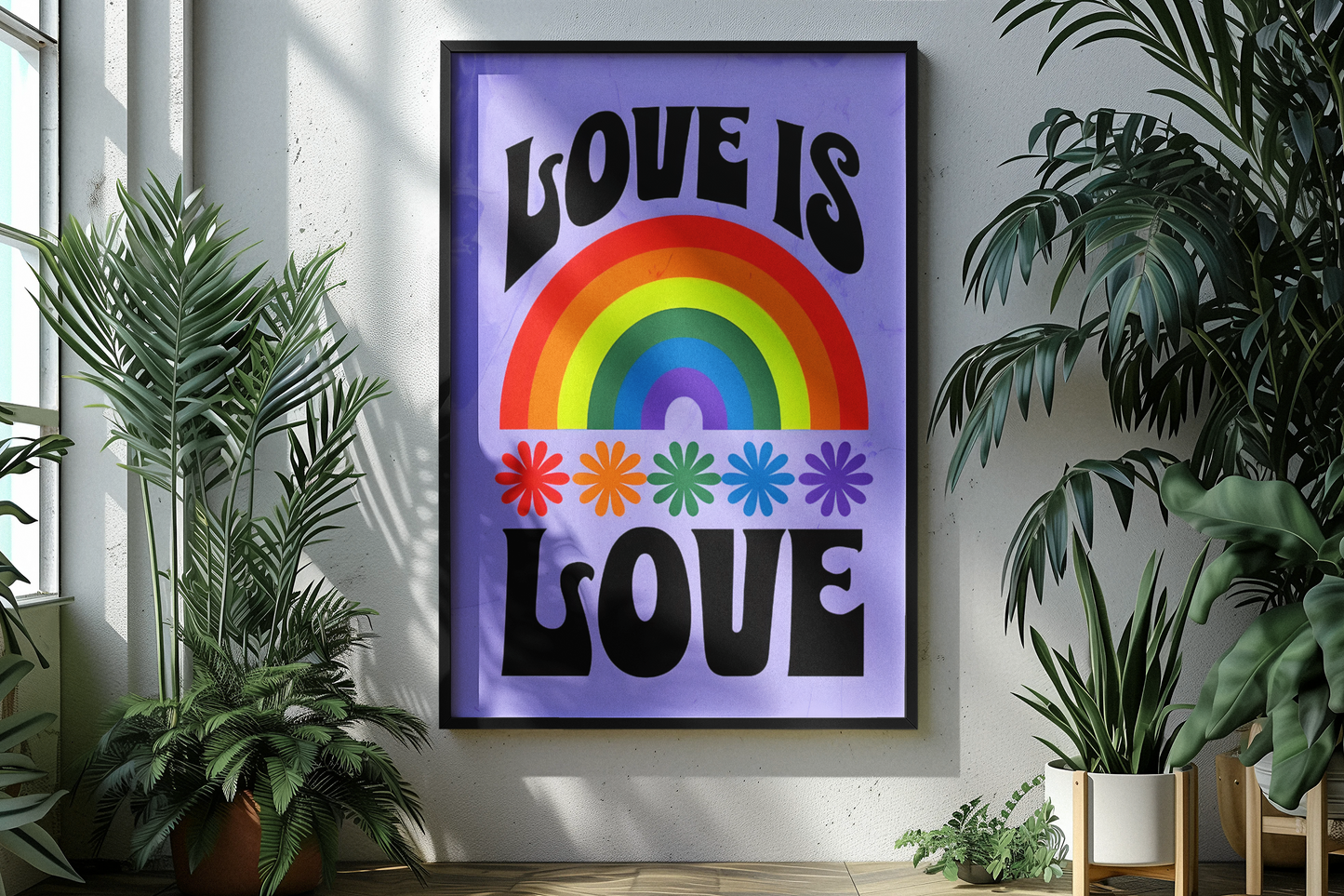 Love Is Love Rainbow Poster - Retro Pride Wall Art - Vibrant Home Decor