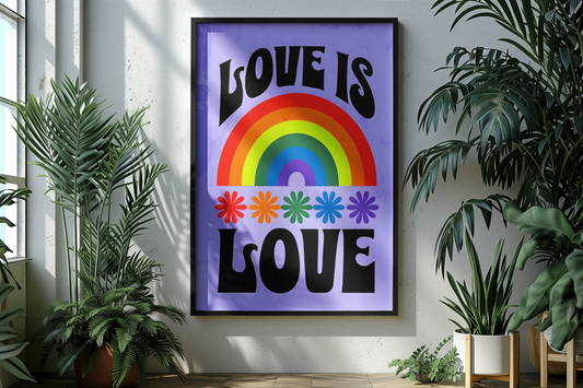 Love Is Love Rainbow Poster - Retro Pride Wall Art - Vibrant Home Decor