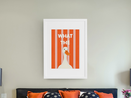 What The Duck: Funny Minimalist Animal Poster - Bold Stripes & Whimsical Design