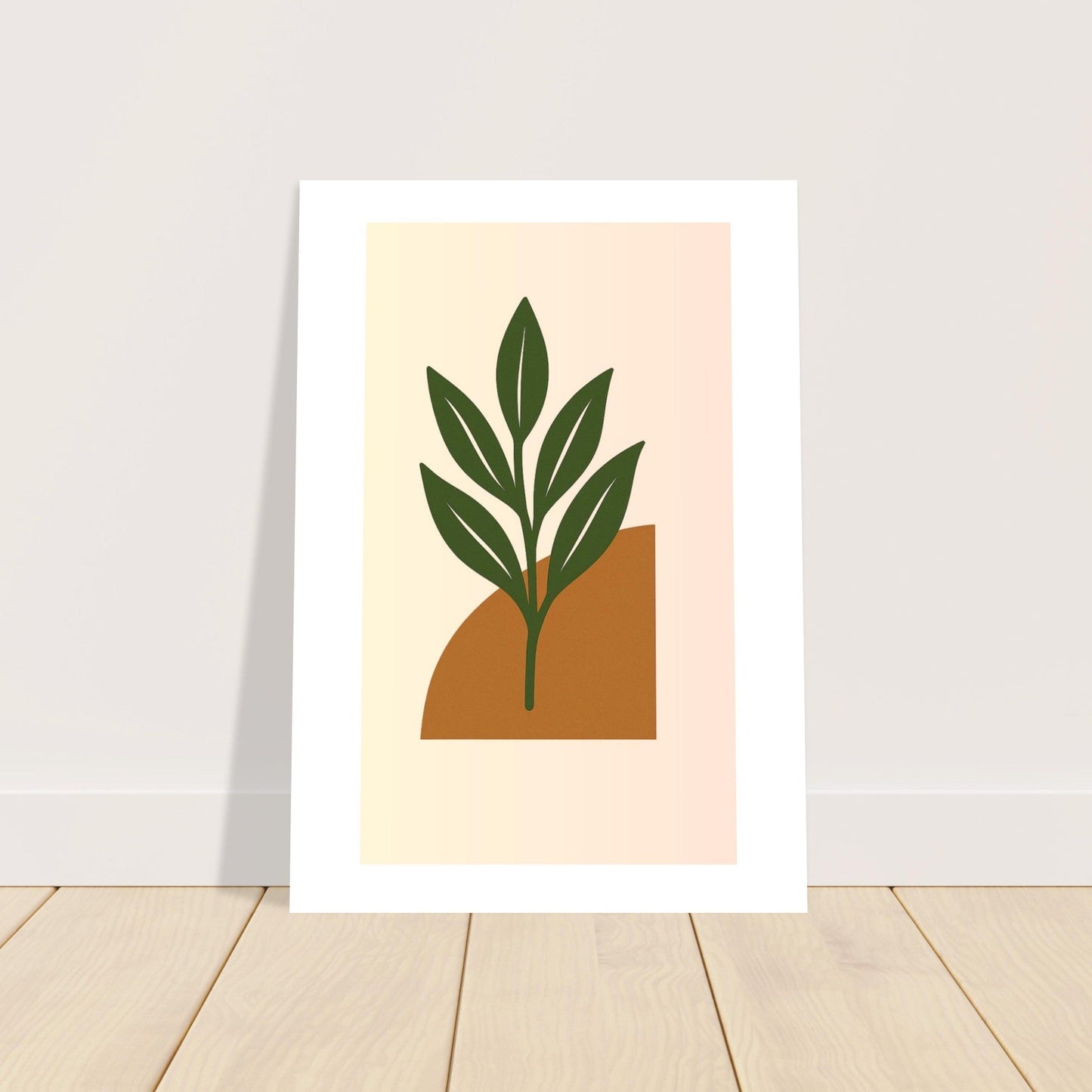 Minimalist Green Leaf & Terracotta Print – Botanical Wall Art