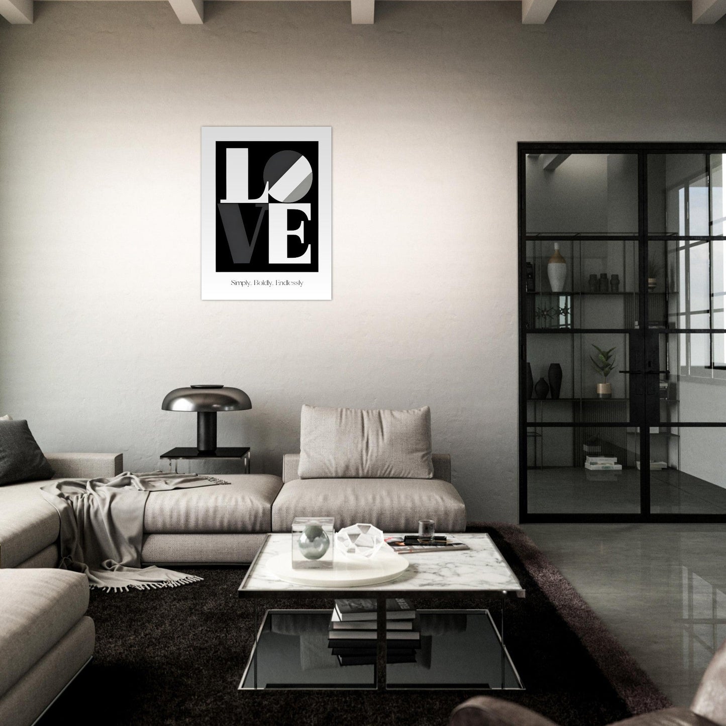 LOVE Poster – Monochrome Typography Wall Art | Bold Minimalist Design